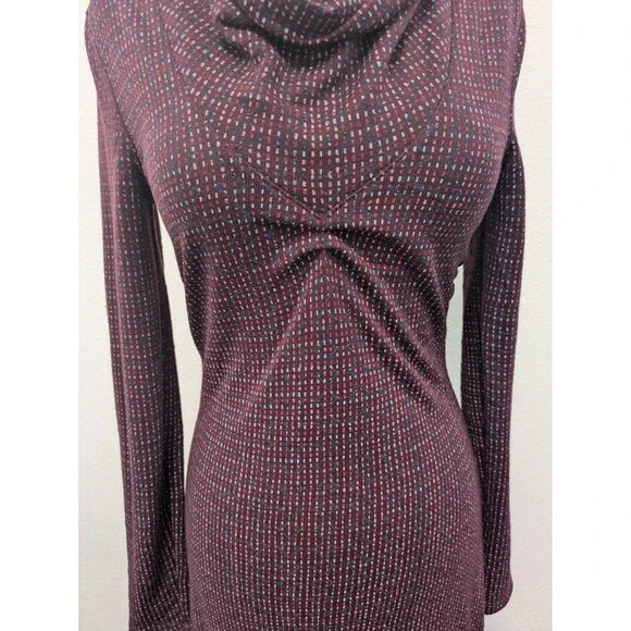 Carve Designs Maroon Colorful Geometric Cowl Neck Long Sleeve Dress sz XS - Picture 7 of 13